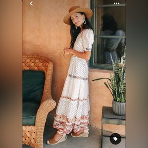 Bohme Spanish Embroidered Maxi Dress Size Med/NWT